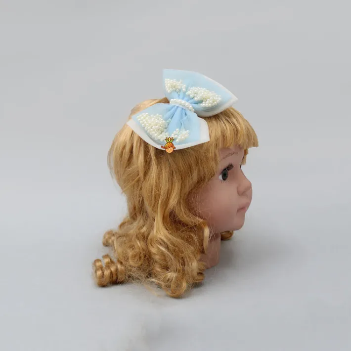 Discount Blue And White Net Dual Bowie Hair Clip Hair Accessories | Hair Clips