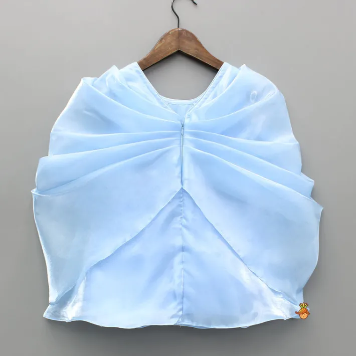Fashion Blue Artificial Flowers Embellished Dress Dresses & Sets | Dresses