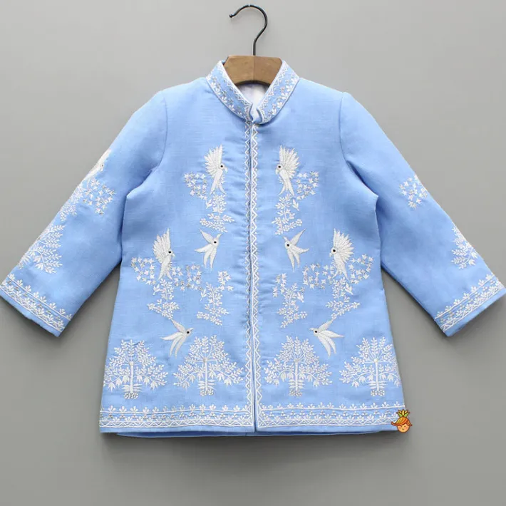 Online Blue Bird Embroidered Sherwani And Pant BOY Indian Ethnic Wear | Sherwani Sets