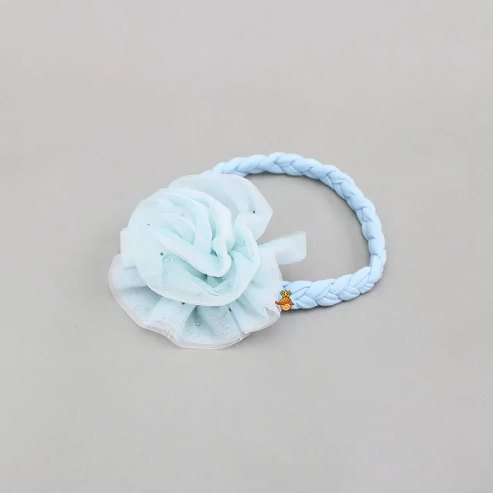 Sale Blue Braided And Net Flower Embellished Head Band Hair Accessories | Head Bands