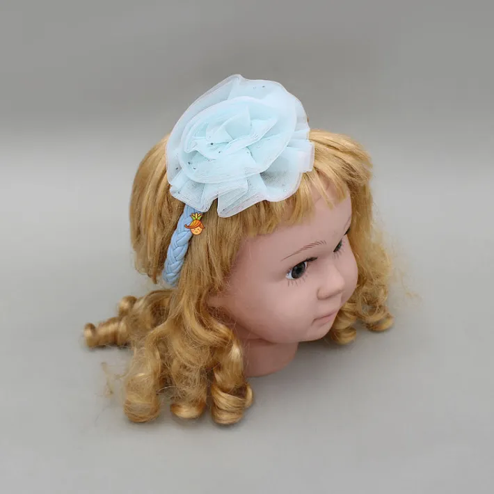 Sale Blue Braided And Net Flower Embellished Head Band Hair Accessories | Head Bands