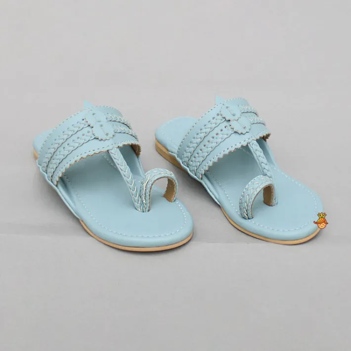 Online Blue Braided Kolhapuri Flats Shoes