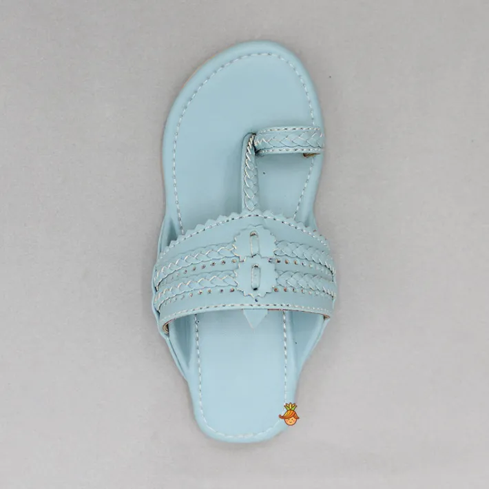 Online Blue Braided Kolhapuri Flats Shoes