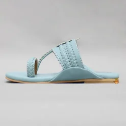 Online Blue Braided Kolhapuri Flats Shoes