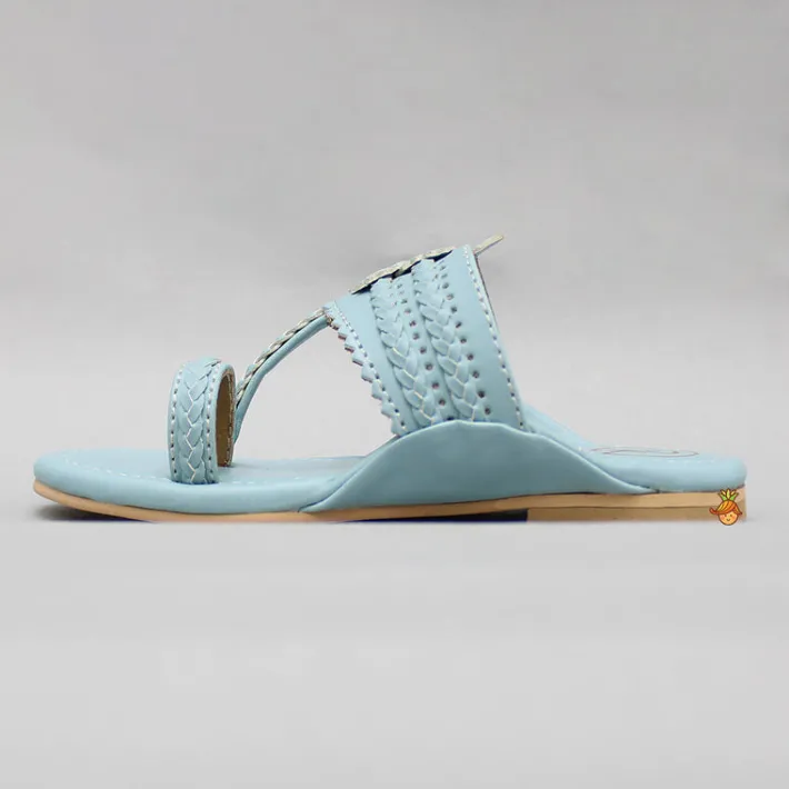 Online Blue Braided Kolhapuri Flats Shoes