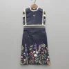 Fashion Blue Denim Embroidered Top And Stylish Skirt Dresses & Sets | Sets