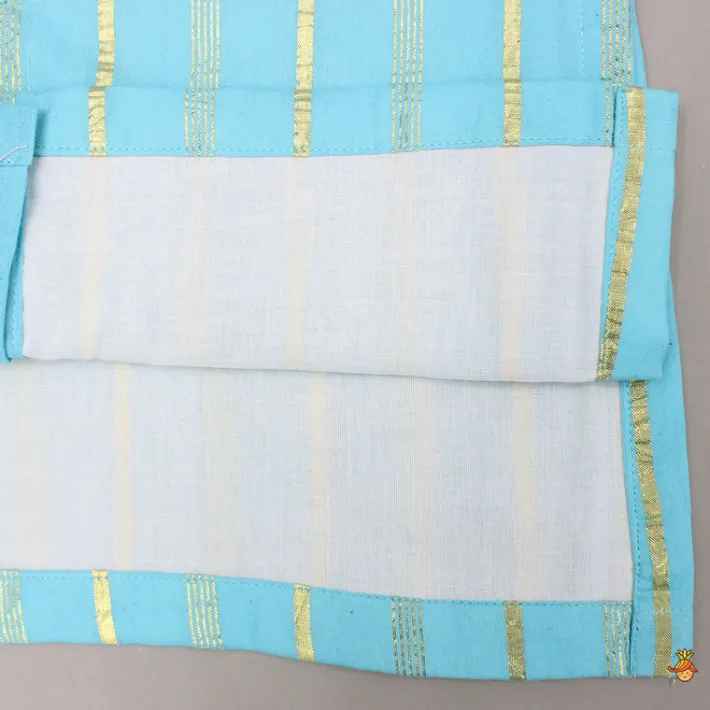 Outlet Blue Embellished Kurta And Pyjama BOY Twinning Sets | Indian Ethnic Wear
