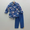 Fashion Blue Embroidered Asymmetric Sherwani And Pyjama BOY Indian Ethnic Wear | Sherwani Sets