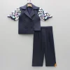 Fashion Blue Embroidered Blazer Jacket Style Top And Pant Dresses & Sets | Sets