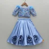 Hot Blue Embroidered Embellished Top And Lehenga Ethnic Wear | Lehengas & Ghagras