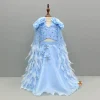 Hot Blue Embroidered Embellished Top With Shoulder Drapes And Lehenga Ethnic Wear | Lehengas & Ghagras
