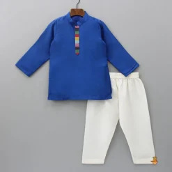 Online Blue Embroidered Jacket With Kurta And Pyjama BOY Twinning Sets | Indian Ethnic Wear