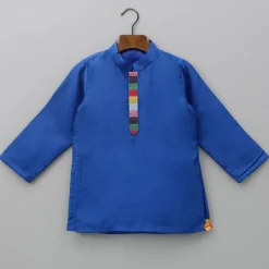 Online Blue Embroidered Jacket With Kurta And Pyjama BOY Twinning Sets | Indian Ethnic Wear