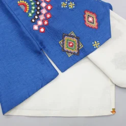 Online Blue Embroidered Jacket With Kurta And Pyjama BOY Twinning Sets | Indian Ethnic Wear
