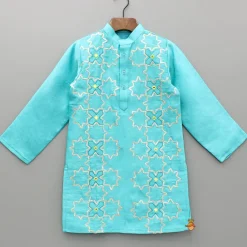 Best Blue Embroidered Kurta And Pyjama BOY Indian Ethnic Wear | Ethnic Sets