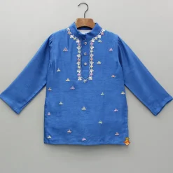 Sale Blue Embroidered Kurta And Pyjama BOY Indian Ethnic Wear | Ethnic Sets