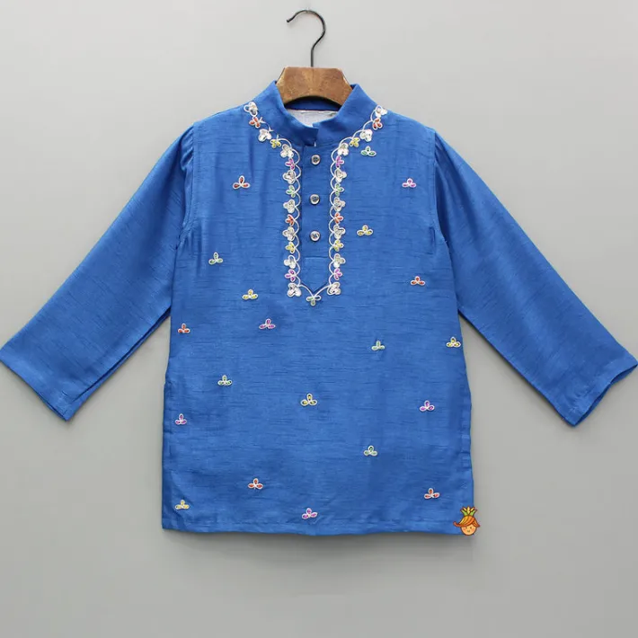 Sale Blue Embroidered Kurta And Pyjama BOY Indian Ethnic Wear | Ethnic Sets