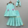 Outlet Blue Embroidered Strappy Kurti And Tiered Sharara With Dupatta Ethnic Wear | Palazzos & Shararas