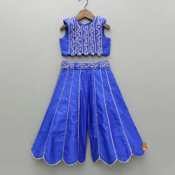 Discount Blue Embroidered Top And Palazzo Ethnic Wear | Palazzos & Shararas