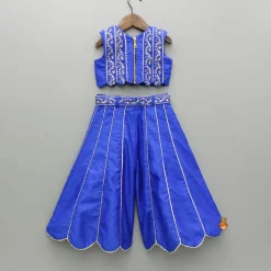 Discount Blue Embroidered Top And Palazzo Ethnic Wear | Palazzos & Shararas