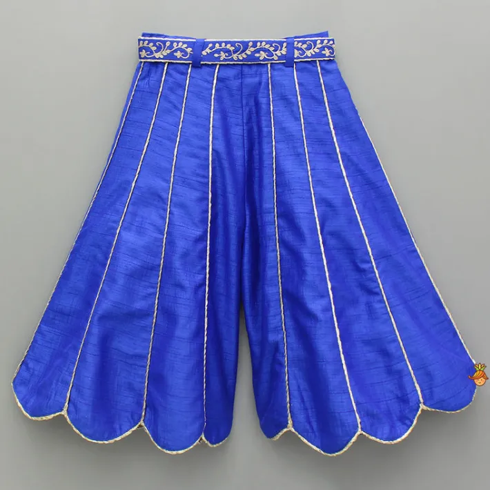 Discount Blue Embroidered Top And Palazzo Ethnic Wear | Palazzos & Shararas