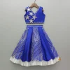 Sale Blue Embroidery And Cut Work Flowers Embellished Top And Lehenga Ethnic Wear | Lehengas & Ghagras