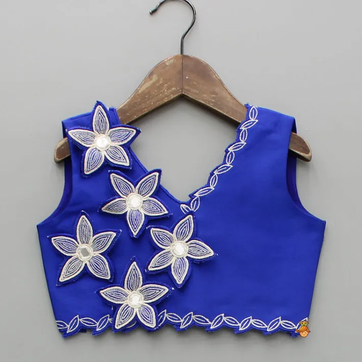 Sale Blue Embroidery And Cut Work Flowers Embellished Top And Lehenga Ethnic Wear | Lehengas & Ghagras