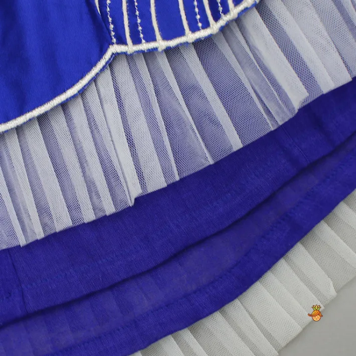 Sale Blue Embroidery And Cut Work Flowers Embellished Top And Lehenga Ethnic Wear | Lehengas & Ghagras