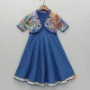 Online Blue Flared Kurti With Multicoloured Embroidered Jacket Ethnic Wear | Kurtis & Jumpsuits