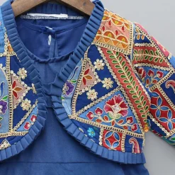 Online Blue Flared Kurti With Multicoloured Embroidered Jacket Ethnic Wear | Kurtis & Jumpsuits