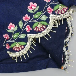 Clearance Blue Floral Embroidered Top And Pleated Lehenga Ethnic Wear | Lehengas & Ghagras