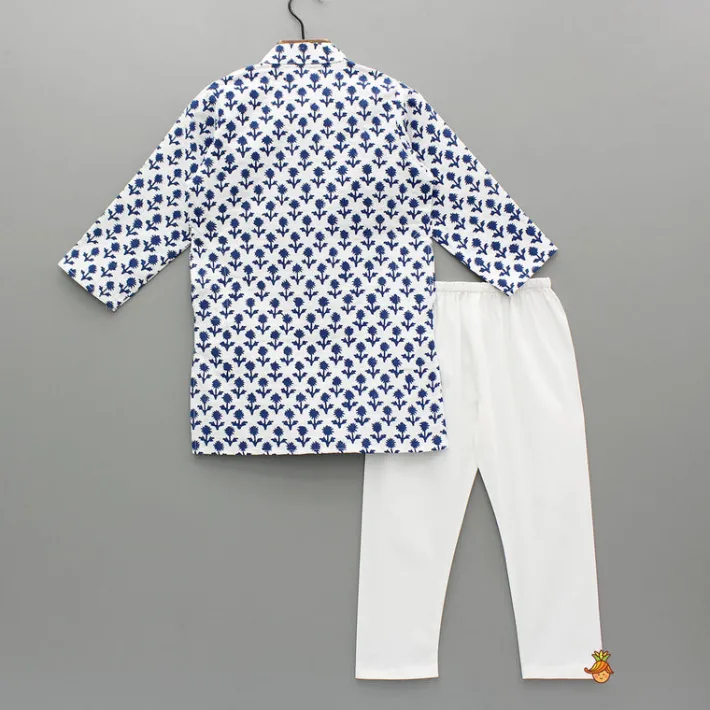Outlet Blue Floral Printed Kurta And Pyjama BOY Indian Ethnic Wear | Ethnic Sets