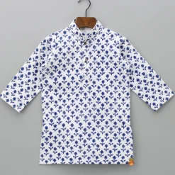 Best Blue Floral Printed Kurta And Pyjama BOY Indian Ethnic Wear | Ethnic Sets
