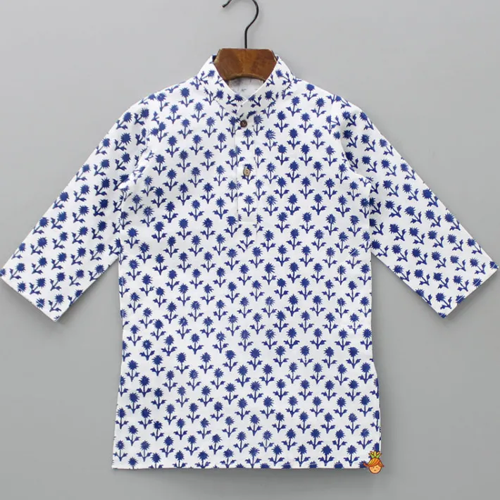 Best Blue Floral Printed Kurta And Pyjama BOY Indian Ethnic Wear | Ethnic Sets