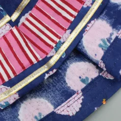 Best Blue Floral Printed Kurti With Pink Stripe Printed Layered Sharara Ethnic Wear | Palazzos & Shararas
