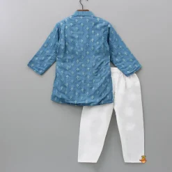 Outlet Blue Floral Thread And Sequin Work Kurta And Pyjama BOY Indian Ethnic Wear | Ethnic Sets