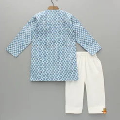 Hot Blue Hand Block Printed Kurta And Pyjama BOY Indian Ethnic Wear | Ethnic Sets