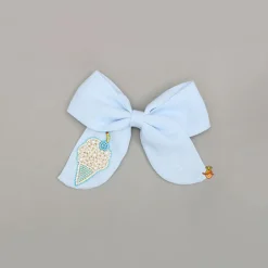 Sale Blue Ice Cream Embroidered Bowie Hair Clip Hair Accessories | Hair Clips