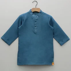 Outlet Blue Kurta And Floral Hand Block Printed Jacket And Pyjama BOY Twinning Sets | Indian Ethnic Wear