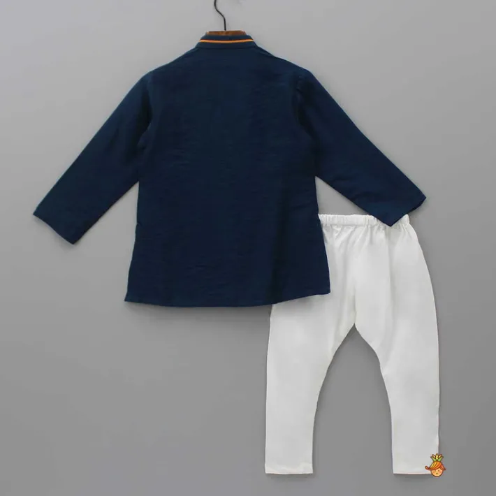 Clearance Blue Kurta With Animal Embroidery And Pyjama BOY Twinning Sets | Indian Ethnic Wear