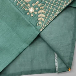 Discount Blue Kurta With Bird Embroidered Green Jacket And Pyjama BOY Indian Ethnic Wear | Ethnic Sets