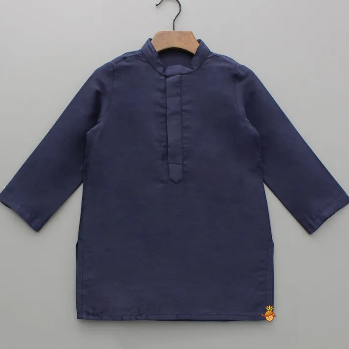 Best Blue Kurta With Diagonal Button Detail Jacket And Pyjama BOY Twinning Sets | Indian Ethnic Wear