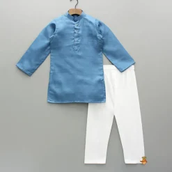 New Blue Kurta With Embroidered Jacket And Pyjama BOY Indian Ethnic Wear | Ethnic Sets