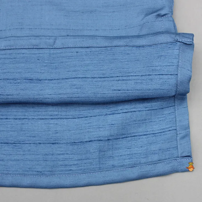 New Blue Kurta With Embroidered Jacket And Pyjama BOY Indian Ethnic Wear | Ethnic Sets