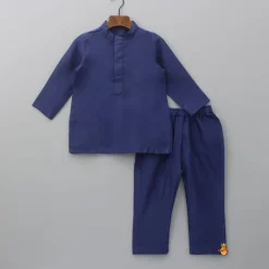 Clearance Blue Kurta With Printed Jacket And Pyjama BOY Indian Ethnic Wear | Ethnic Sets