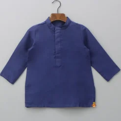 Clearance Blue Kurta With Printed Jacket And Pyjama BOY Indian Ethnic Wear | Ethnic Sets