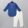 Discount Blue Kurta With Stylish Hem And Pyjama BOY Indian Ethnic Wear | Ethnic Sets