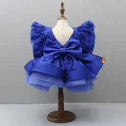 Clearance Blue Layered Dress And Detachable Bow With Matching Swirled Hair Clip Dresses & Sets | Dresses