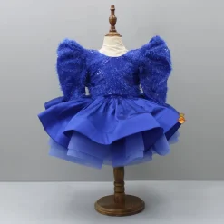 Clearance Blue Layered Dress And Detachable Bow With Matching Swirled Hair Clip Dresses & Sets | Dresses