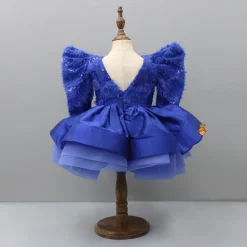 Clearance Blue Layered Dress And Detachable Bow With Matching Swirled Hair Clip Dresses & Sets | Dresses